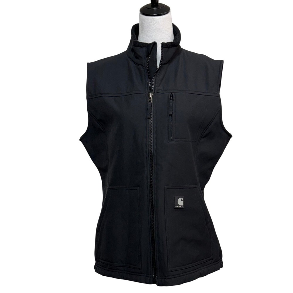 Carhartt Vest Womens Large Black Denwood Softshell Fleece Linced Full Zip
